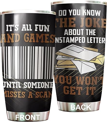 Miniatura 5 de Postmaster - Vaso de acero inoxidable de 20 onzas, divertidos regalos para cumpleaños y Navidad, regalos del Día Nacional de los Trabajadores