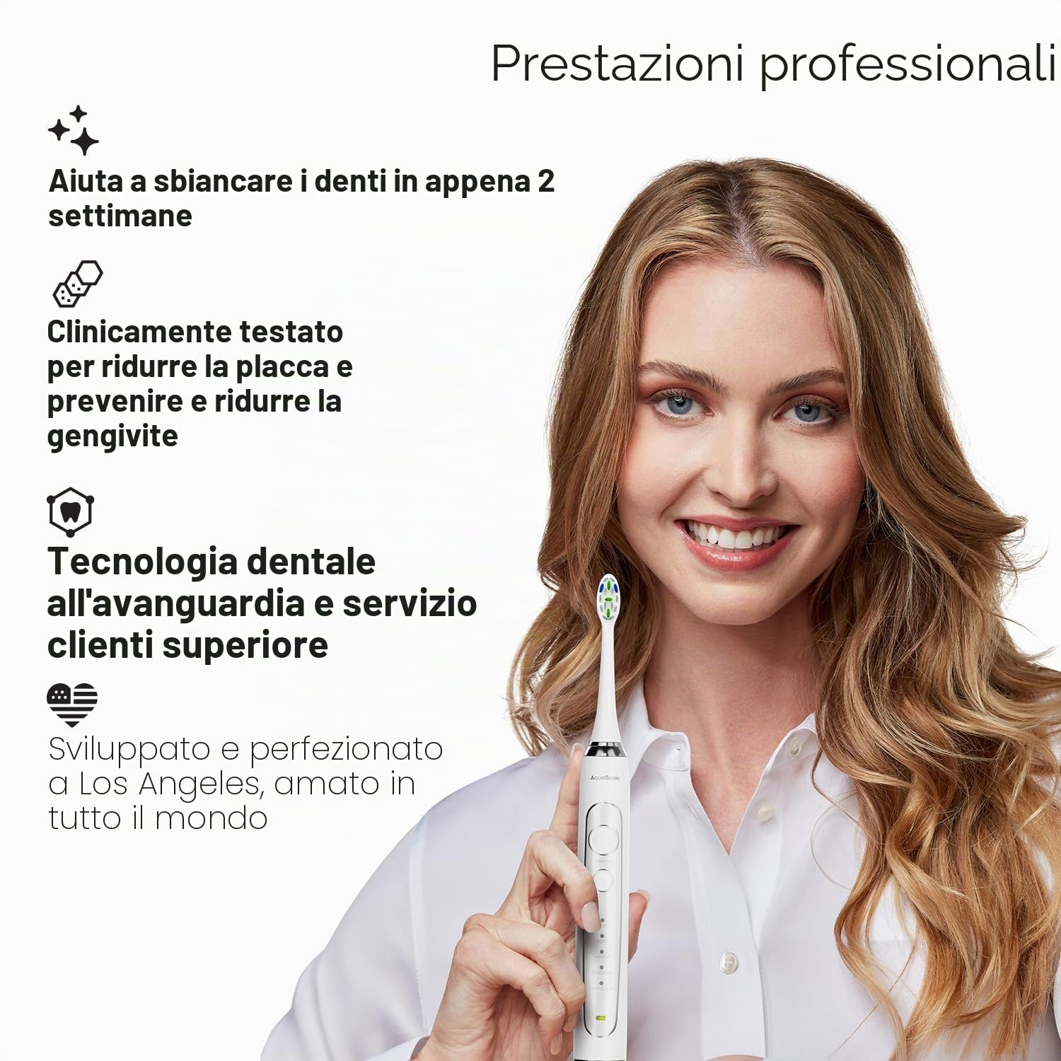 Aquasonic Duo Series PRO - Set di spazzolini elettrici ultra sbiancanti - 5 modalità e timer intelligenti - Custodie da viaggio premium e 10 testine Proflex - Spazzolini da denti accettati ADA