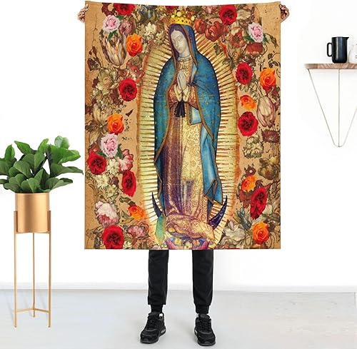 Miniatura 5 de Manta de franela suave y acogedora con diseño de Virgen María de Guadalupe de 40 x 50 pulgadas, manta de microfibra ligera y mullida, regalo para