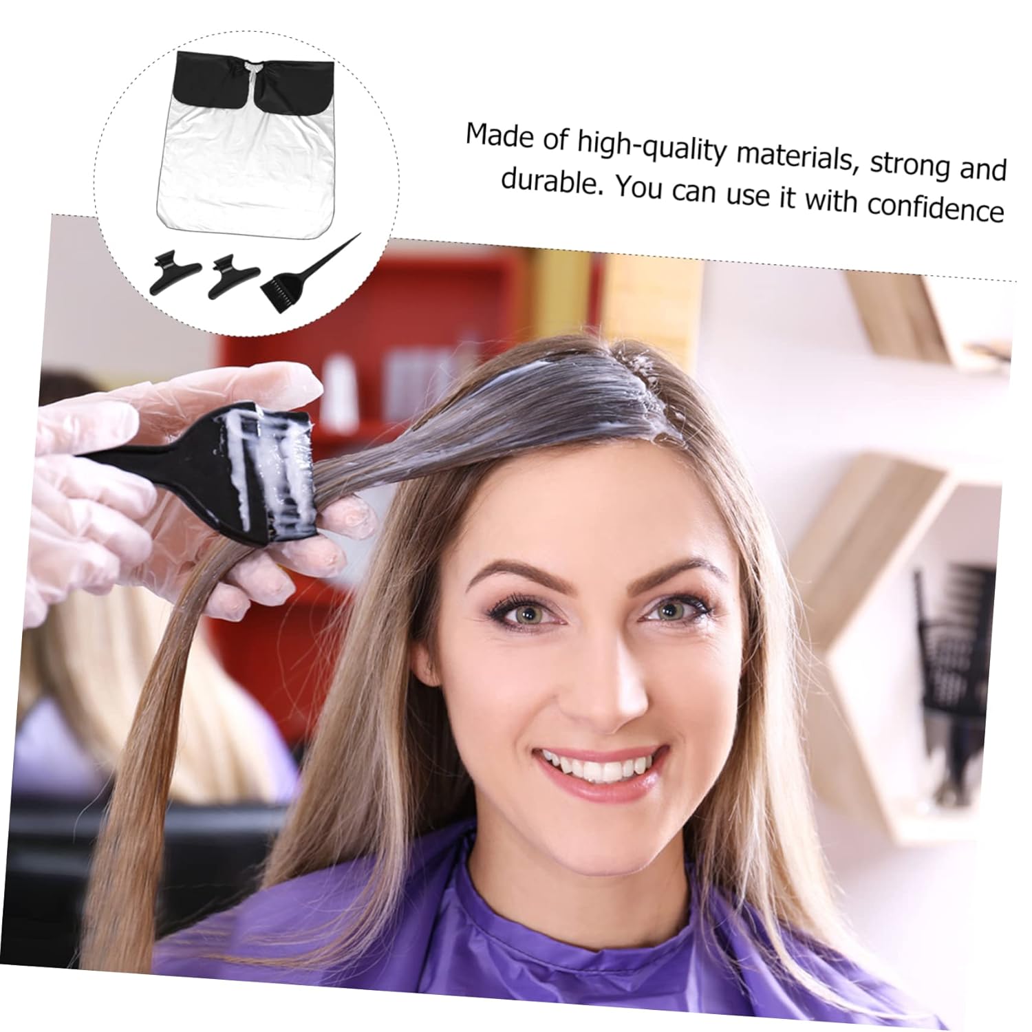 11Pcs Silicone Hair Highlight Dye Tools Kit Includes Caps Hooks Clips Brush Cape for Easy DIY Hair Coloring Salon