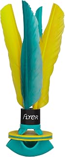 Waboba Flyer - Soft Rubber Shuttlecock, Badminton Thrower for Indoors & Outdoors, Training Aid for Solo Practice, Garden Games for Kids & Adults, Family Games for All Ages (Teal/Yellow)