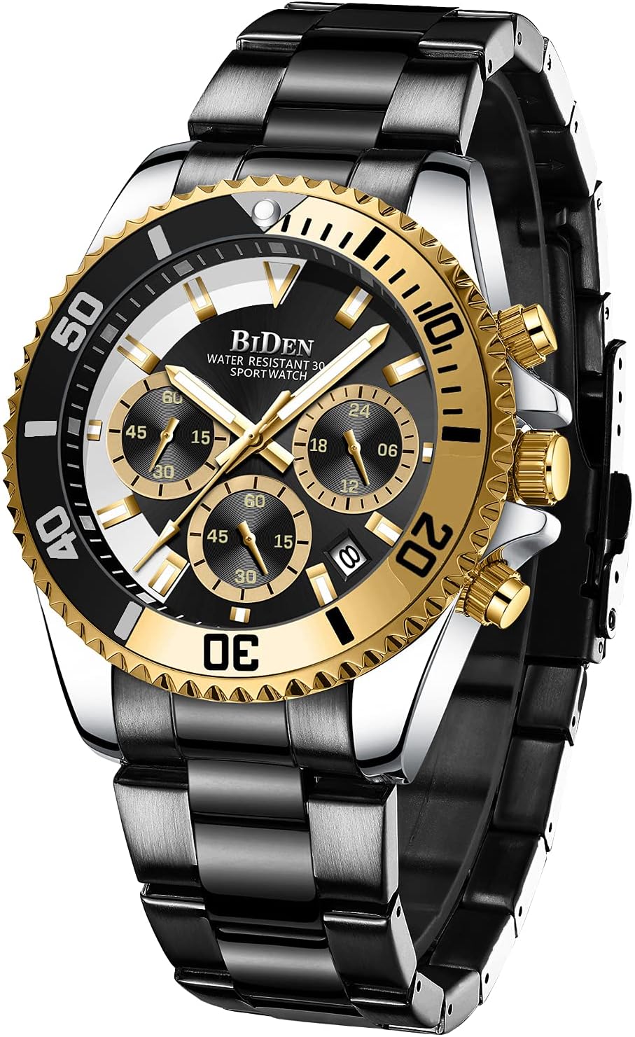 Montres pour Hommes,LIGE Acier Inoxydable Chronographe Sport Quartz