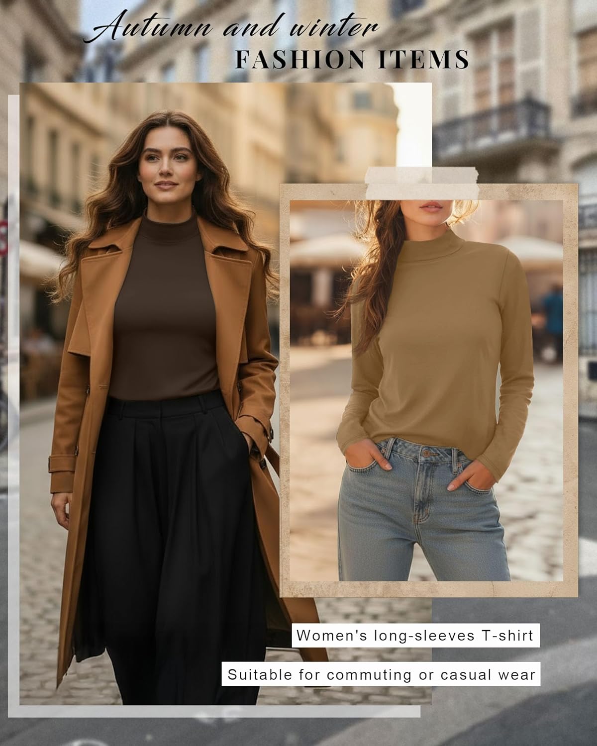 3 Pack Cotton Women's Mock Turtleneck Shirts Long Sleeve Mock Neck Tops Casual Pullover Basic Tees Undershirt - Image 5