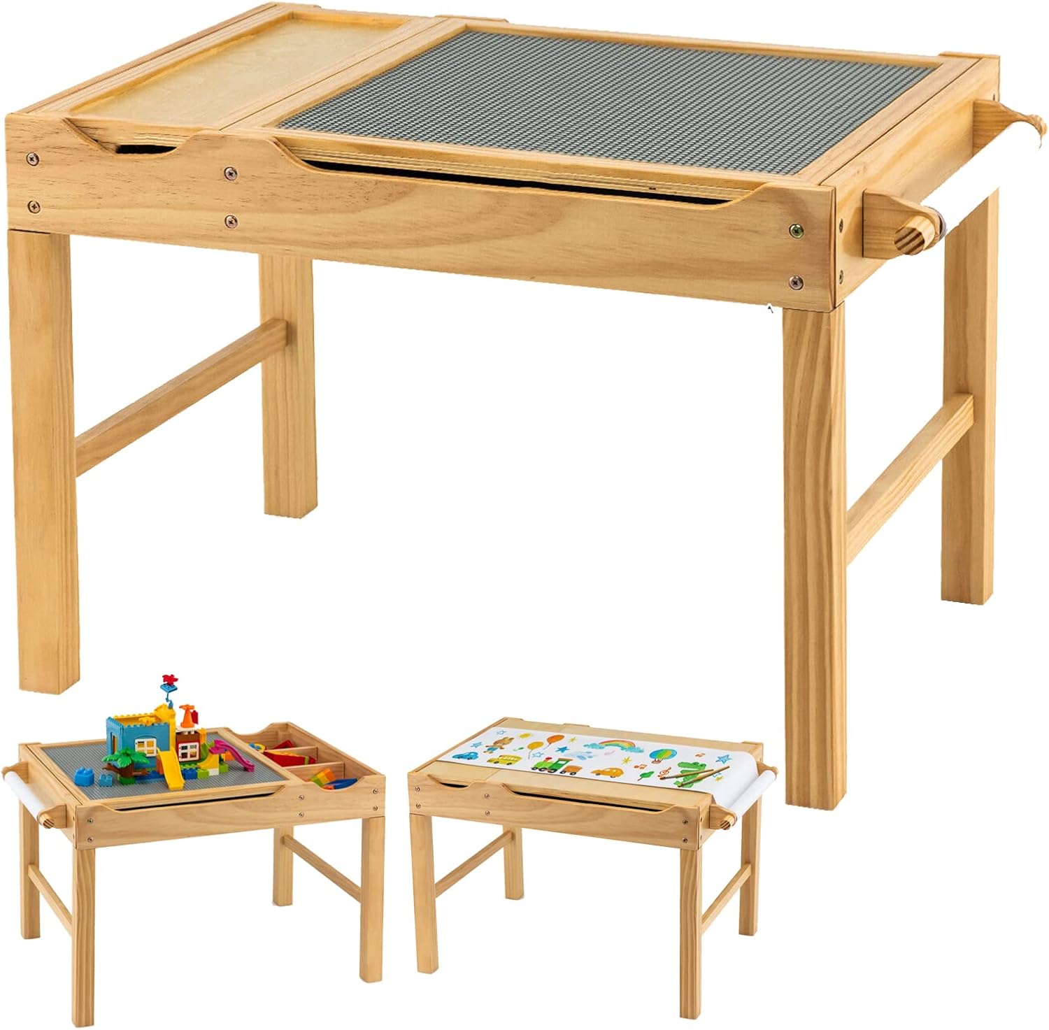 UJOYPAYD 2 in 1 Kids Activity Play Table with 3 Storage