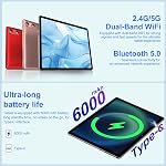 Tablette 10 Inch Android 15 Comprimés avec clavier 30GB+64GB+1TB Expand, comprimés électroniques Octa-Core avec 6000mAh, Gémeaux AI, HD IPS Affichage, 5G WiFi, BT 5.0, Ecran de partage, Widevine L1 - argent