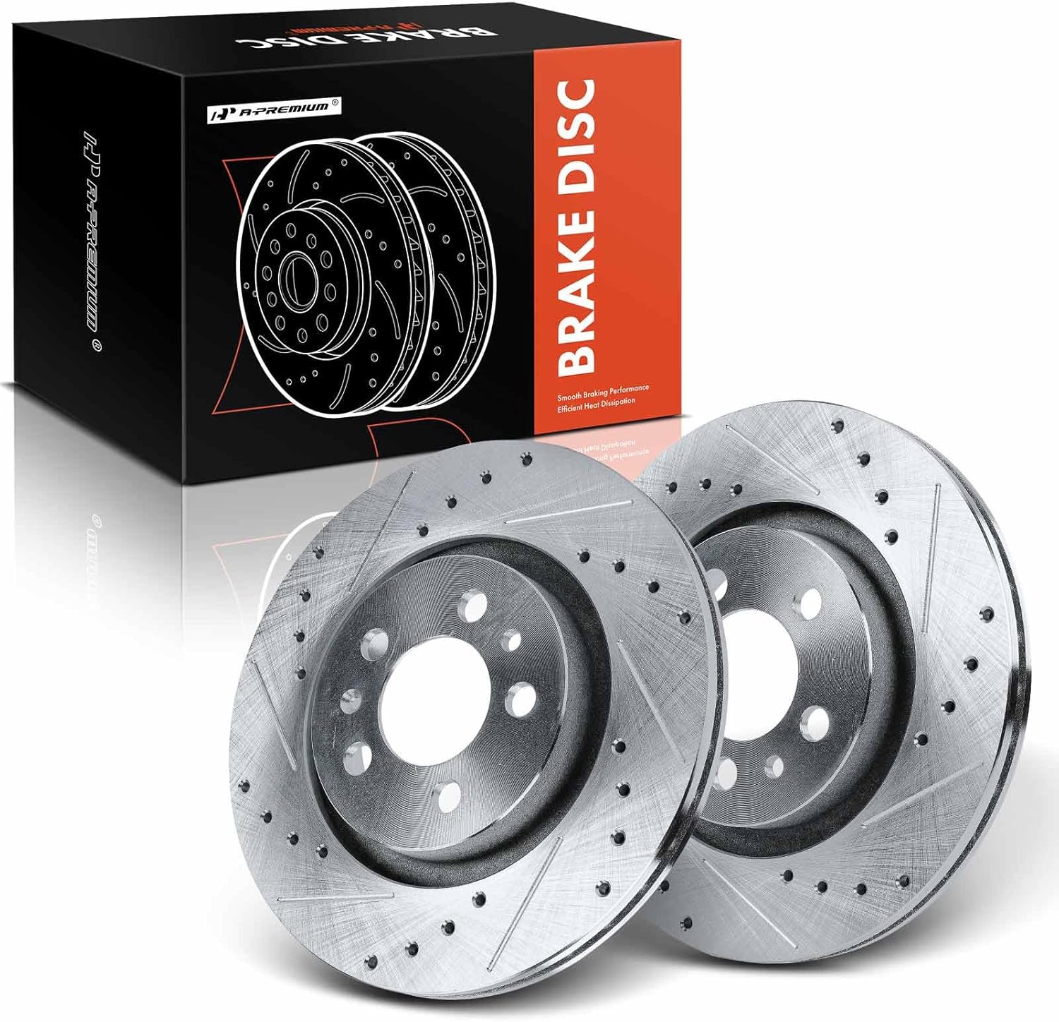 A-Premium 11.02 inch (279.7mm) Front Drilled and Slotted Disc Brake Rotors Compatible with Select Volkswagen Models - Jetta 1999-2009, Golf 1999-2006, Golf City 2007-2010, Beetle