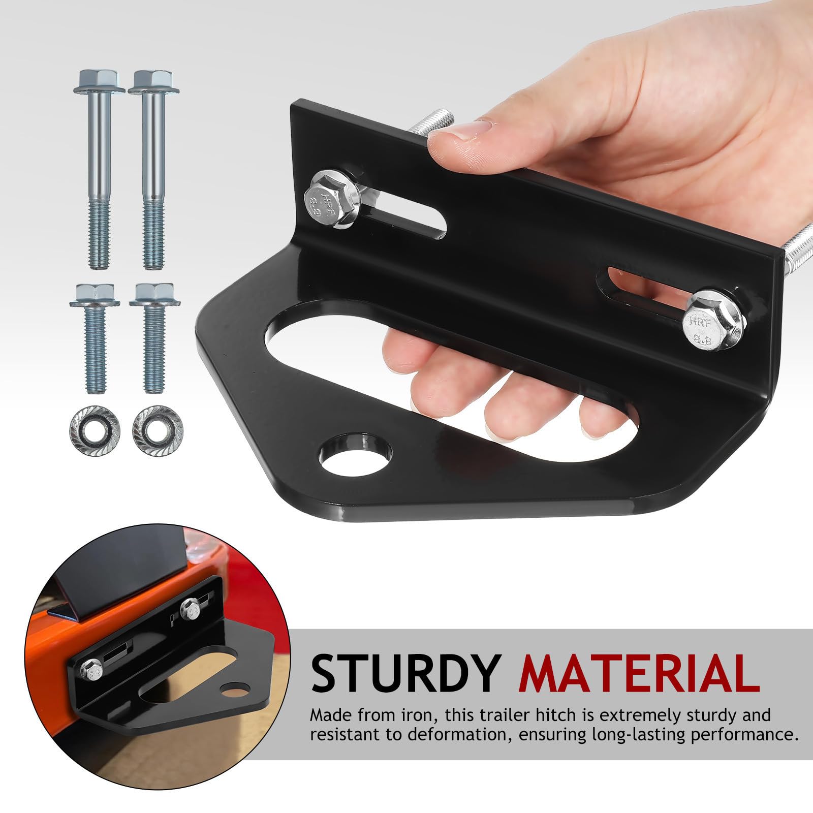 NOLITOY Pieza de Cortacésped de Hierro Negro Alta Capacidad de Carga y Material Resistente para Montaje de Enganche de Remolque en Jardinería