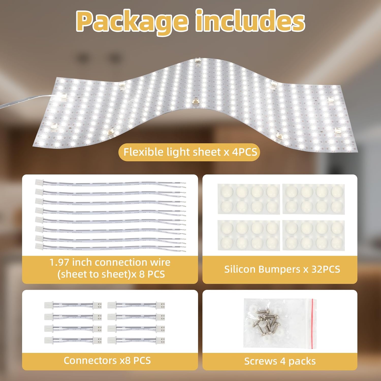 Dreamtrue 4PCS LED Backlight Sheet, 36W 6000K White Light Board,Bendable&Cuttable 19.3X9.6 inch for Marble,Quartz Countertop,Onyx (Power Supply not Included - Image 7