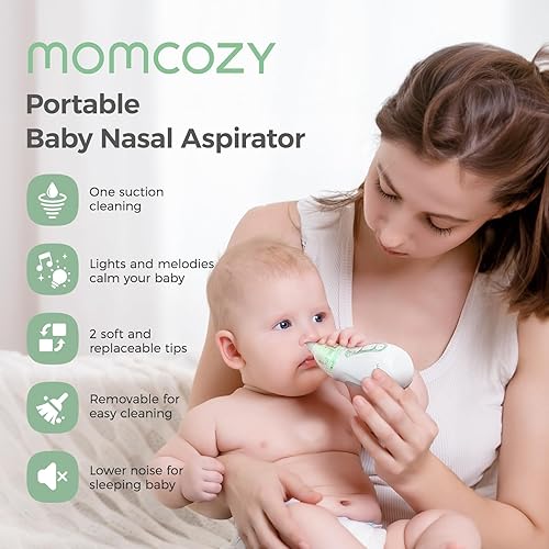 Miniatura 2 de Momcozy Aspirador nasal para bebé, 3 niveles de succión aspirador nasal eléctrico para bebés, recién nacidos y niños pequeños, aspirador nasal