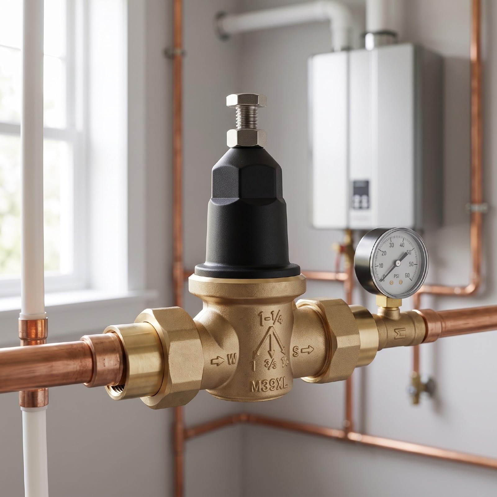 Valvola Riduttrice di Pressione Dell'acqua, Regolatore di Pressione in Ottone 1 Pollice con Doppia Filettatura FNPT, for Casa Irrigazione Caldaia Giardino