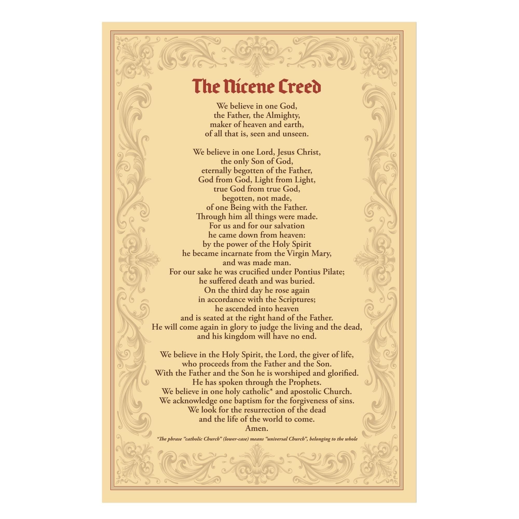 EKFBQBGW Biblical Teaching Poster Nicene and Apostles Creed Christian Faith Wall-Art for Homeschool Sunday School Church and Classroom Decor Unframed,08x12inch(20x30cm)