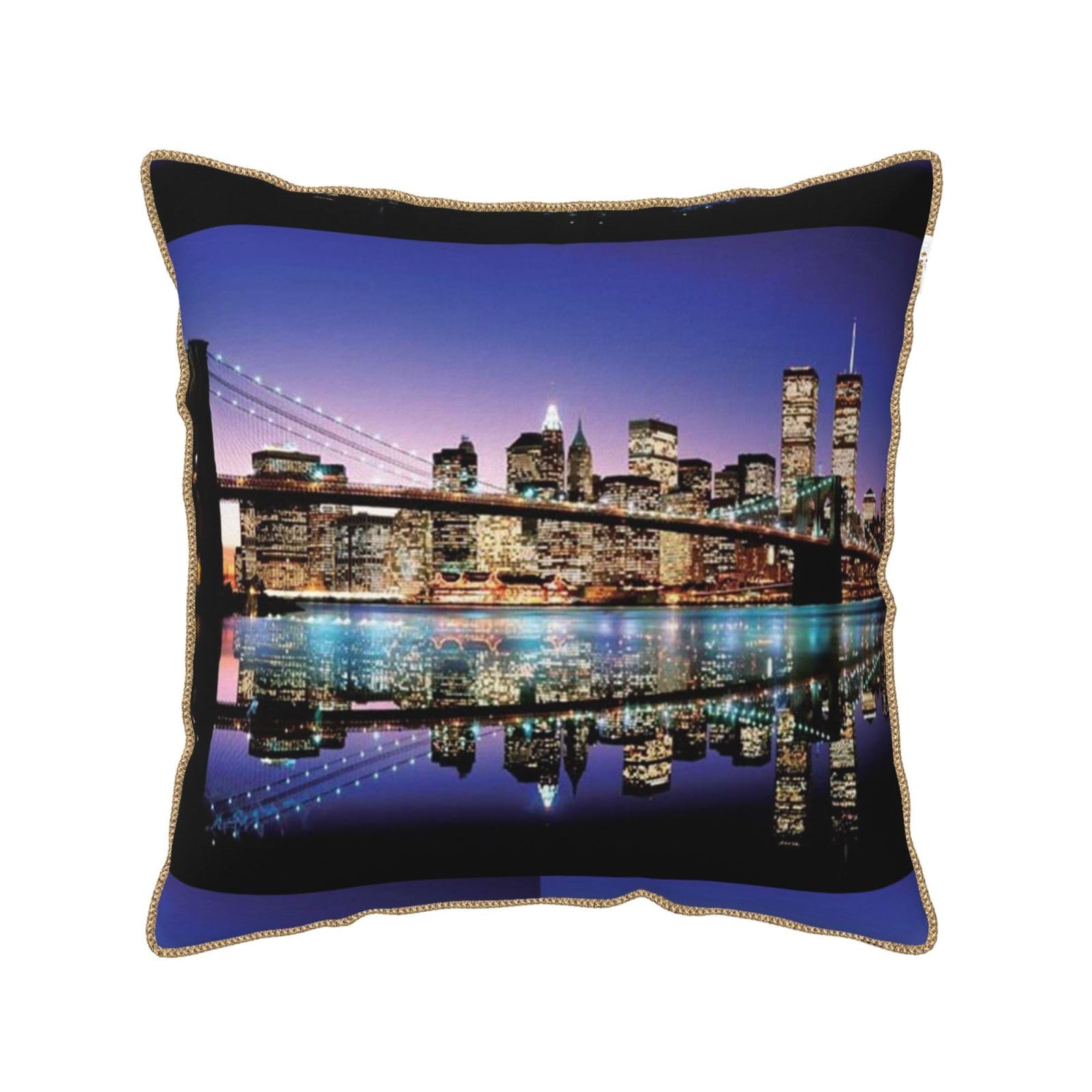 Housse de coussin velours pont de Brooklyn décoration chambre lit