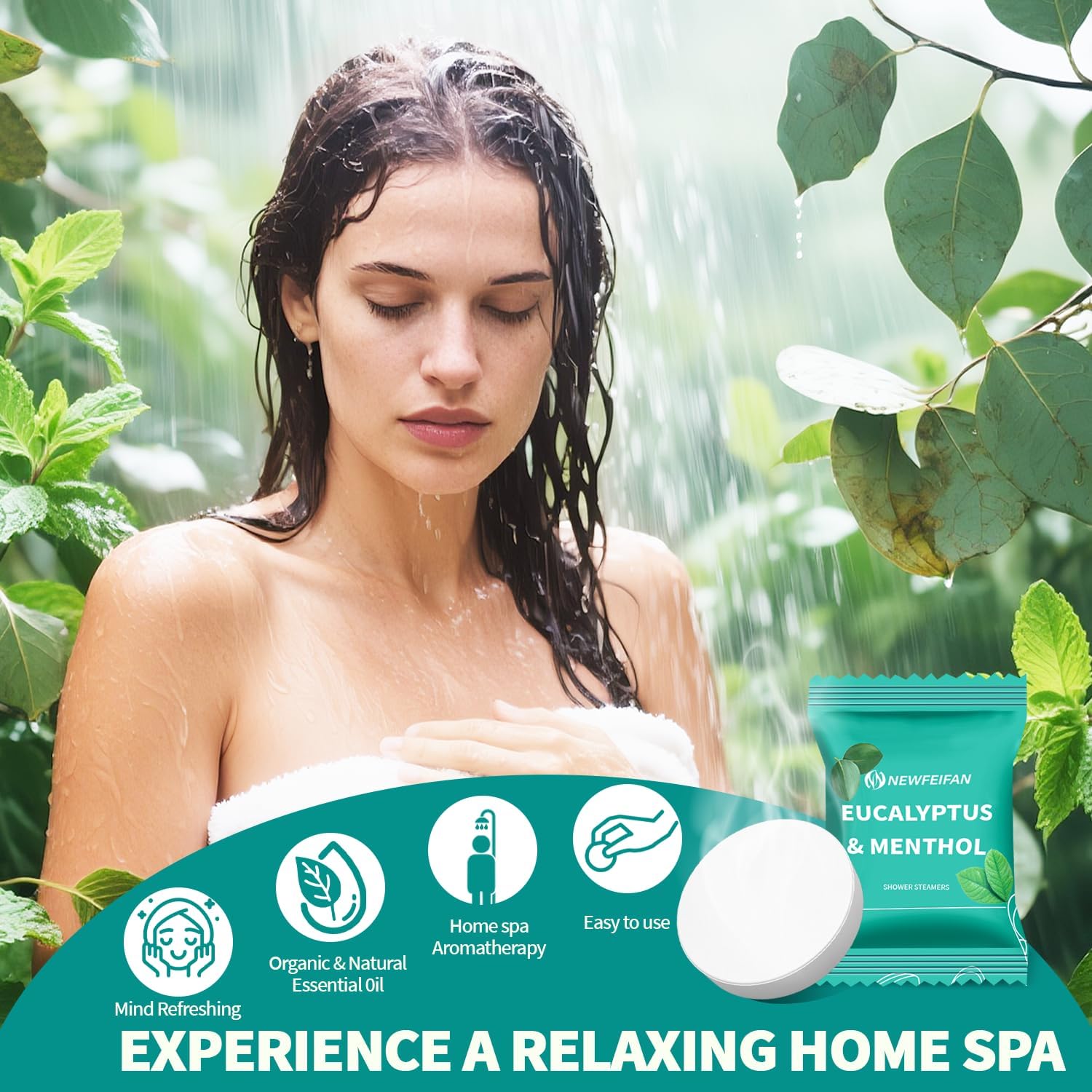 Shower Steamers Aromatherapy 8 Pack Christmas Stocking Stuffers for Teen Girls Women Men, Organic Eucalyptus & Menthol Essential Oil, White Elephant Gifts Spa Relaxing, Travel Essentials Aromatherapy - Image 3