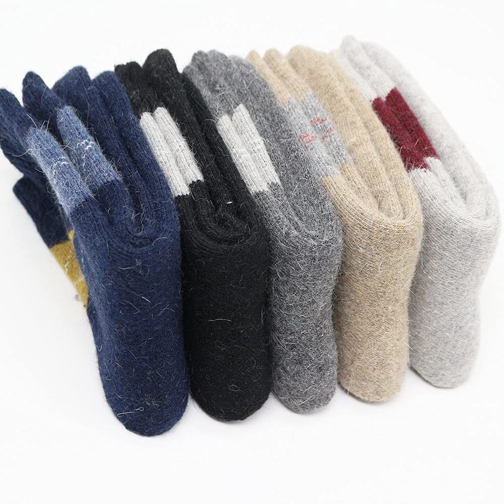 Hombres de Invierno espesados ​​Harajuku Retro Diamante Plaid Nieve Calcetines de Lana fría (Color: T Tamaño: Un tamaño) (Color : A, Size : One Size)