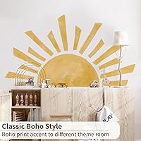 Vista 3 de Calcomanías de pared grandes bohemias con diseño de medio amanecer, para despegar y pegar, calcomanías de acuarela para pared de amanecer