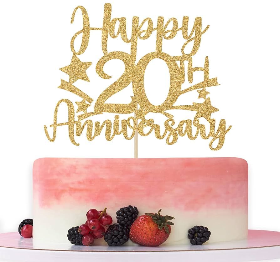 Amazon.co.jp: ゴールドグリッター 20周年記念ケーキトッパー