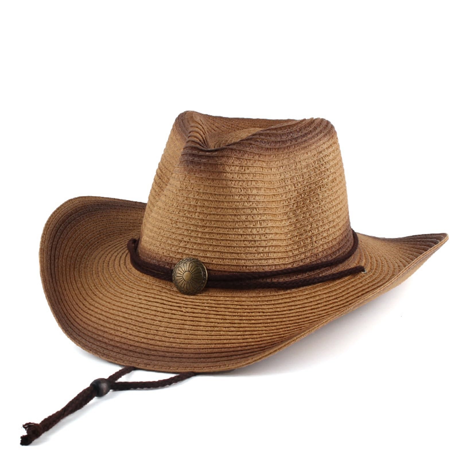 Cappello di Paglia da Uomo Cappello da Cowboy Vintage in Paglia di Paglia for Esterni, Cappello da Sole con Tesa Curva, Cappello da Jazz