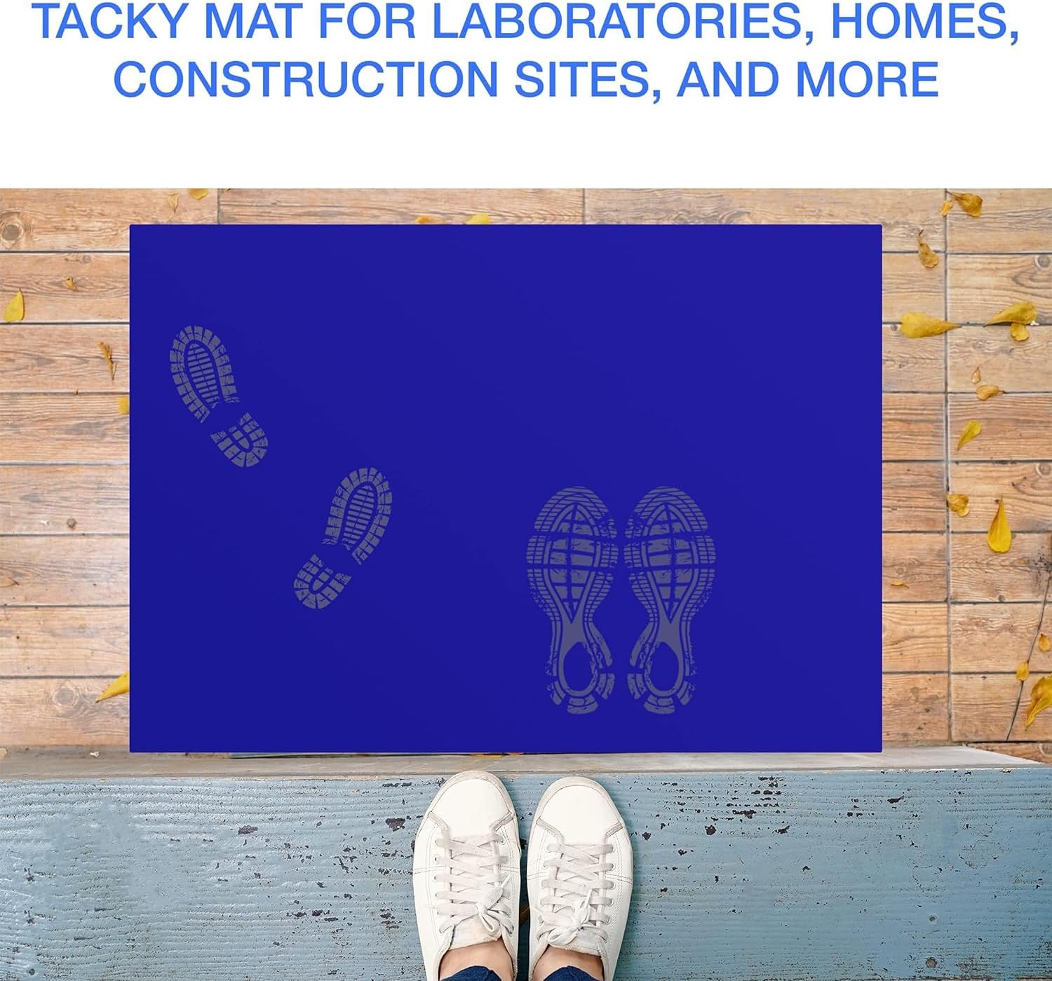 Sticky Mat 4 Pack for Construction or Cleanroom Floor,Adhesive Floor Mats 17’’ x 13’’ for Laboratory Hospital Pet,30 Tacky Sheets Per Mat,Removes Dirt Dust Debris Sand Hair,Includes Handheld Mat,Blue