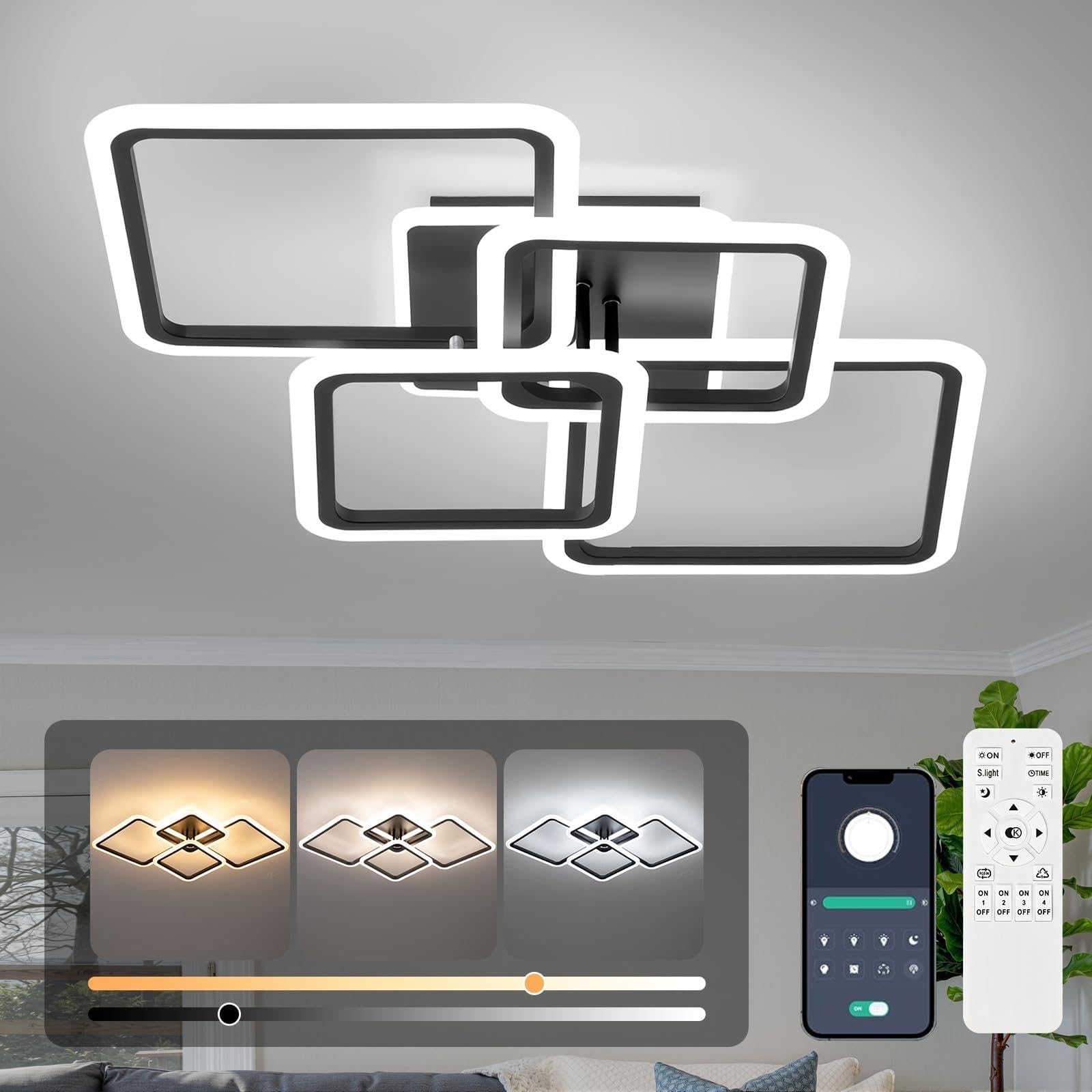 Photo 1 of EIDISUNY Modern LED Ceiling Light, 34" Square, DimmableLPNPMGY1883392