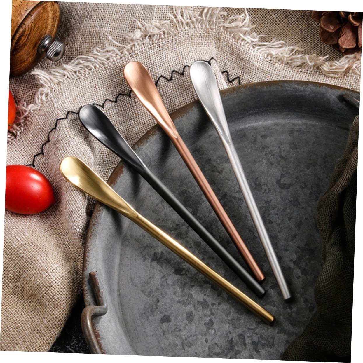 FUNOMOCYA 3sets Quality Stainless Steel Mixing Spoons Stirring Spoons for Cooking Cocktail Perfect for Sundaes 2pcs*3