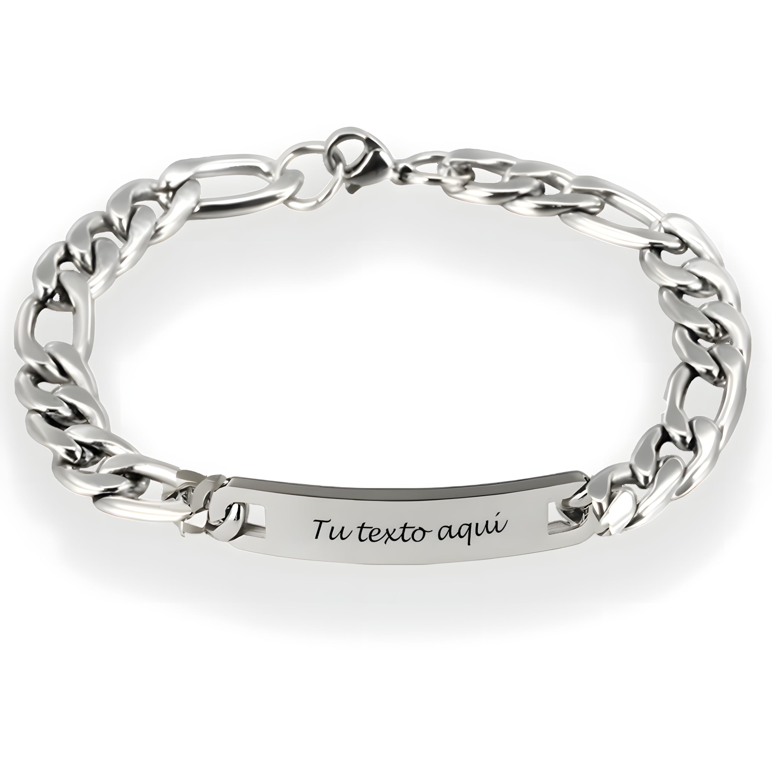 LUTTO Pulsera esclava, Pulsera personalizada, Pulsera acero inoxidable personalizable, Texto grabado, hombre y mujer, regalo para San Valentín, cumpleaños, bodas, comuniones, enamorados, aniversario.