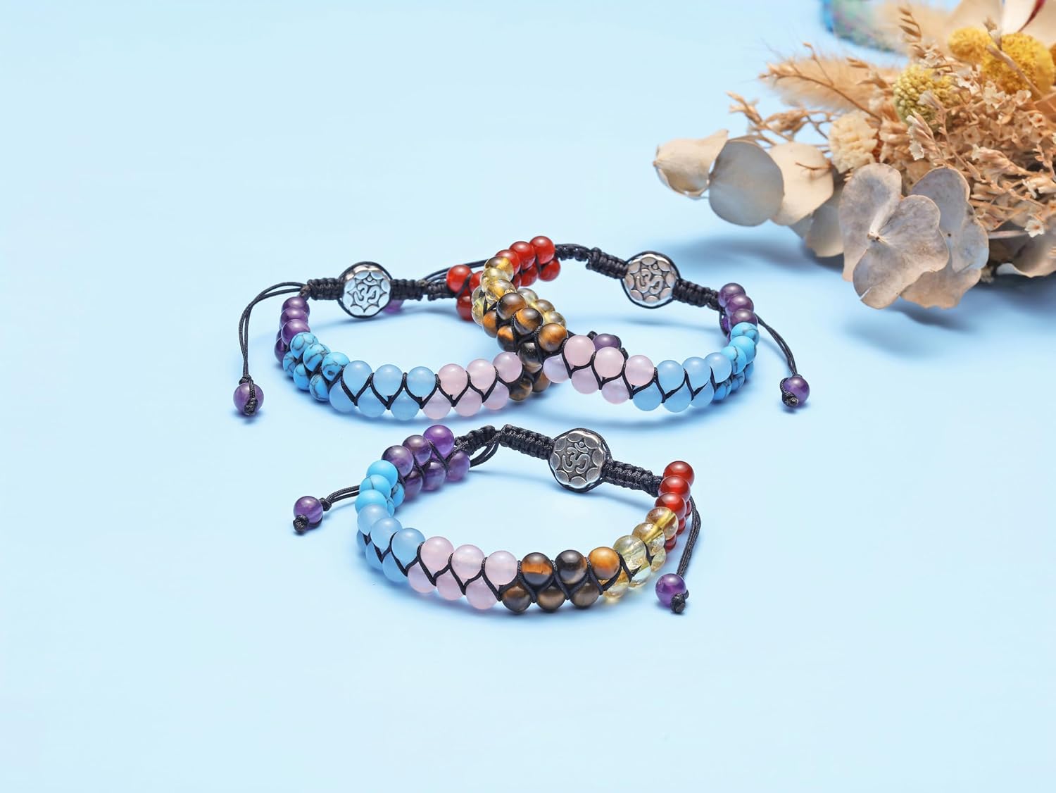 CrystalTears Chakra Healing Crystal Bracelet for Women Natural 6mm 7 Chakra Stone Bead Bracelet Adjustable Gemstone Bracelet for Anxiety Stress Relief Spiritual Healing Gifts for Mom Girls Christmas - Image 2