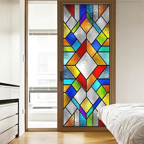 Película decorativa de vidrieras para ventana de privacidad, película de vidrio esmerilado para control de calor, para oficina en casa, 16.5 x 32.2