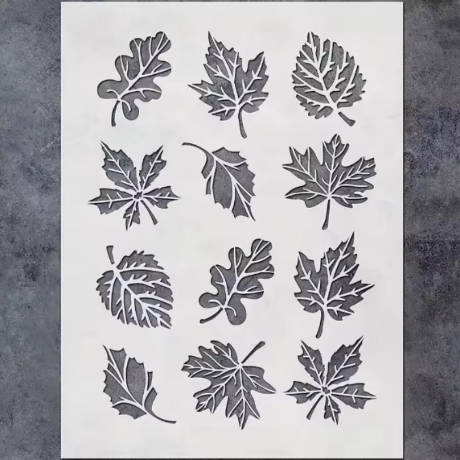 Fall Leaf Stencils for Painting on Wood,Large Autumn Leaves Thanksgiving Stencil Crafts Reusable Fall Stencils for Doormat Fabric Furniture Wall Fabric Home(11.4x8.26 Inch)