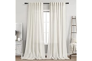 Elegant Cream Linen Curtains, 102" Long, Extra Long Semi-Sheer Curtains for Large...