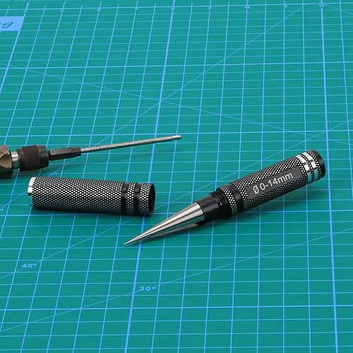 Miniatura 5 de Perforadora de agujeros de acero de 0 a 0.551in, herramienta de escariador para coche, camión, carrocería de control remoto, con funda protectora,