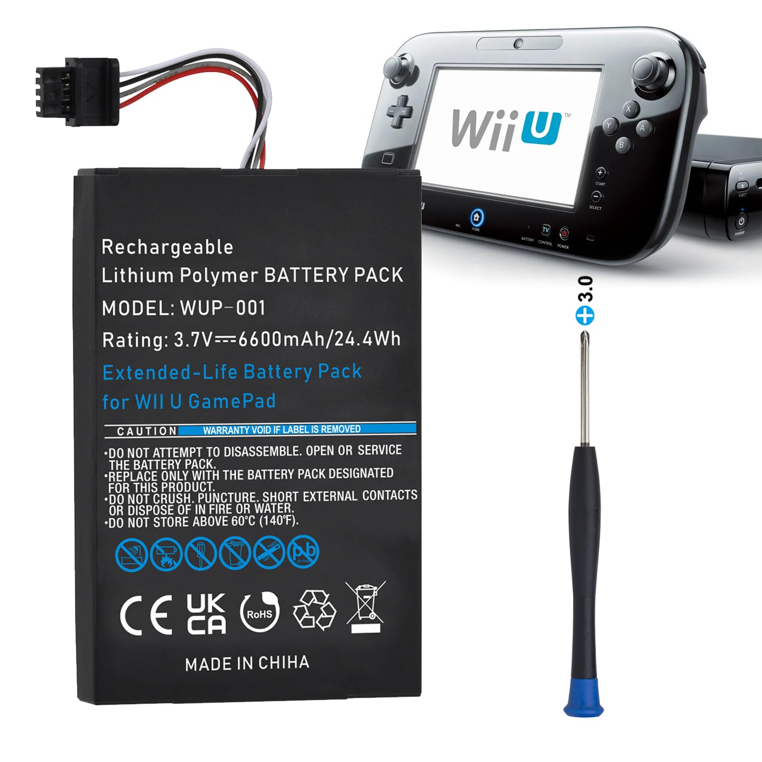 Buy Hisewen 6600mAh Wii U Gamepad Battery, Upgraded Rechargeable