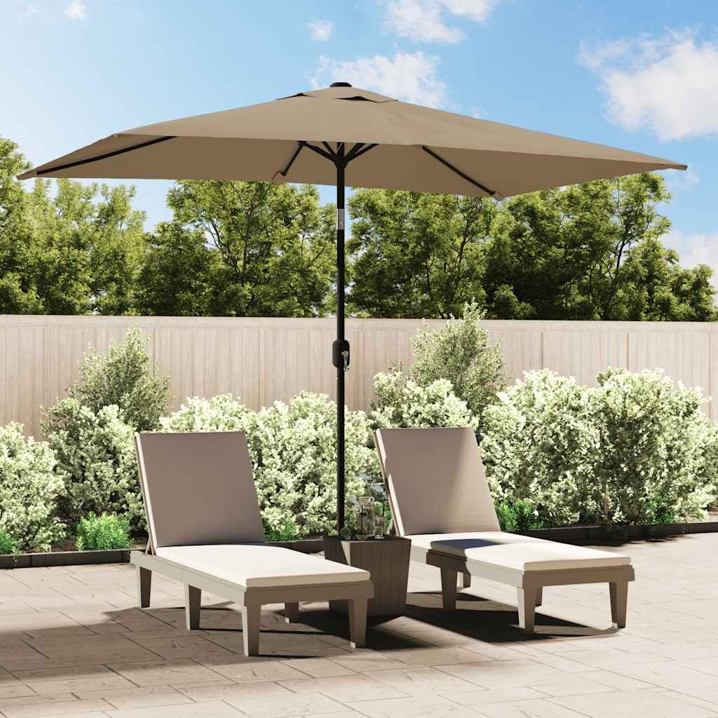 Parasol ogrodowy, parasol przeciwsłoneczny, baldachim do ogrodu, na zewnątrz, na patio, z metalowym słupkiem, 300x200 cm, kolor taupe