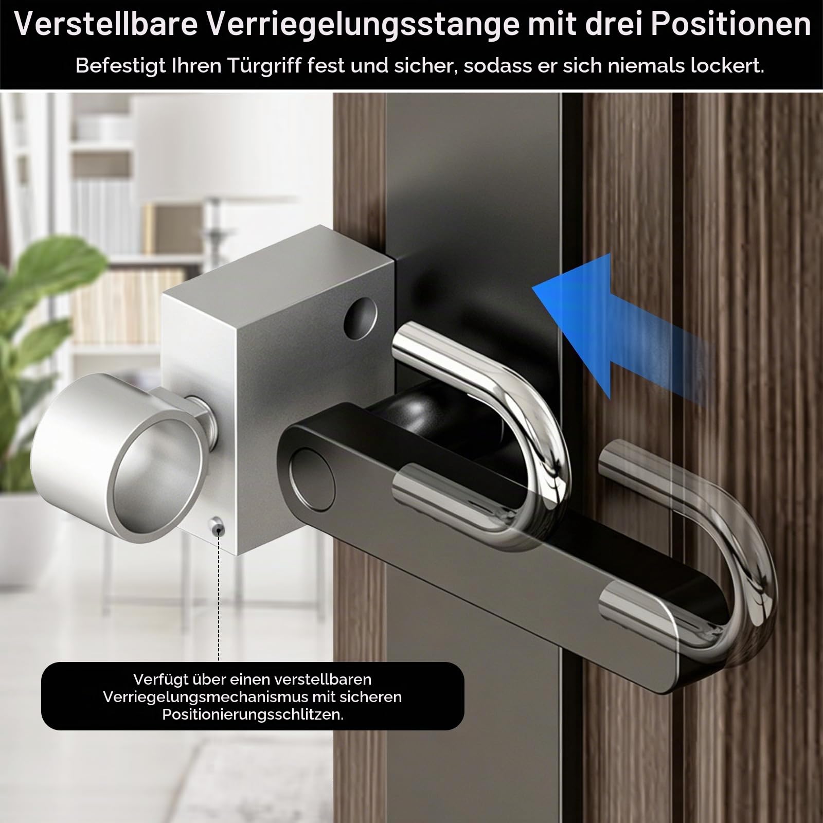 Einbruchschutz Türsicherung, Sicherheitstürstange Tür Barrikade Wohnungstür und Haustür Ohne Bohren Verstellbare Türsicherung Stange aus Stahl Zusatzschloss und Mobiler Türstopper für Heim und Hotel