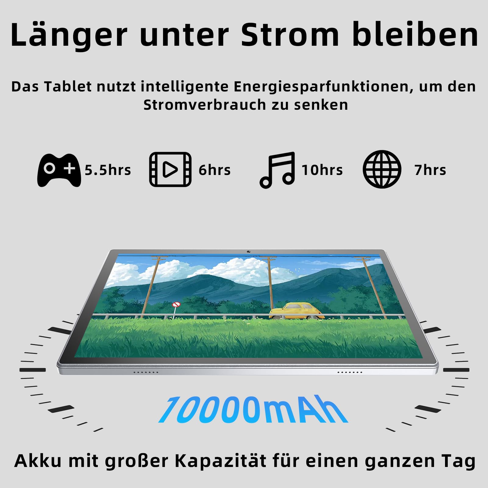 Semeakoko Tablet Android 14, Tablet 10 pollici con 12GB ROM + 128GB RAM (Espansione TF 1TB), Octa-Core, WiFi 2.4G/5G, 10000mAh, Fotocamera 2+8MP, Bluetooth 5.2, 1280x800 IPS (Argento)