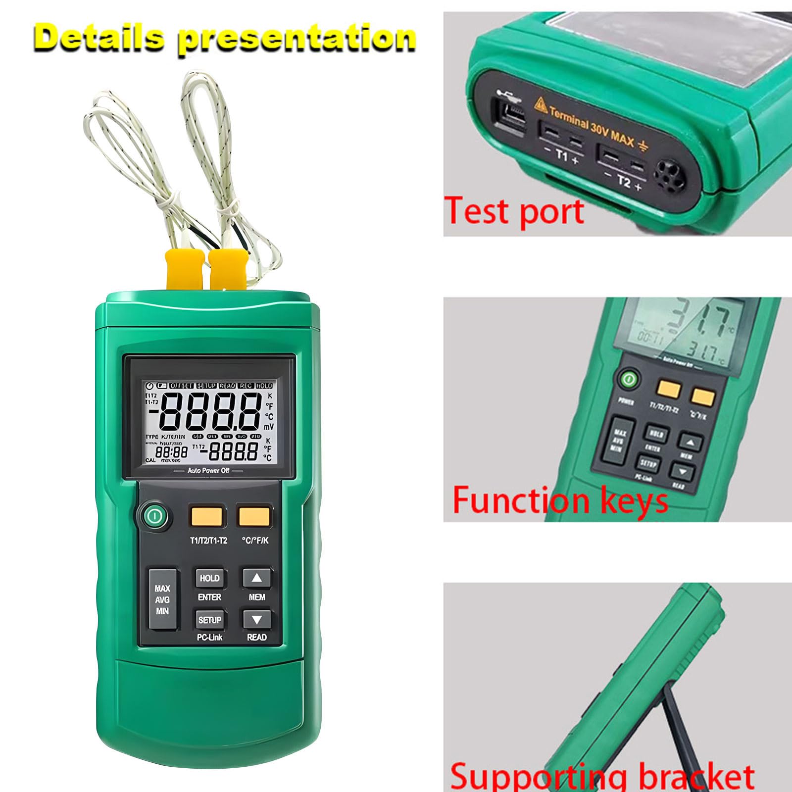 Starker digitaler Thermograph, professionelles Messwerkzeug mit einer Genauigkeit von ±0, 5 ℃ und erweiterter Kapazität von 50 ℃ bis 200 ℃ Hochpräziser digitaler Thermograph