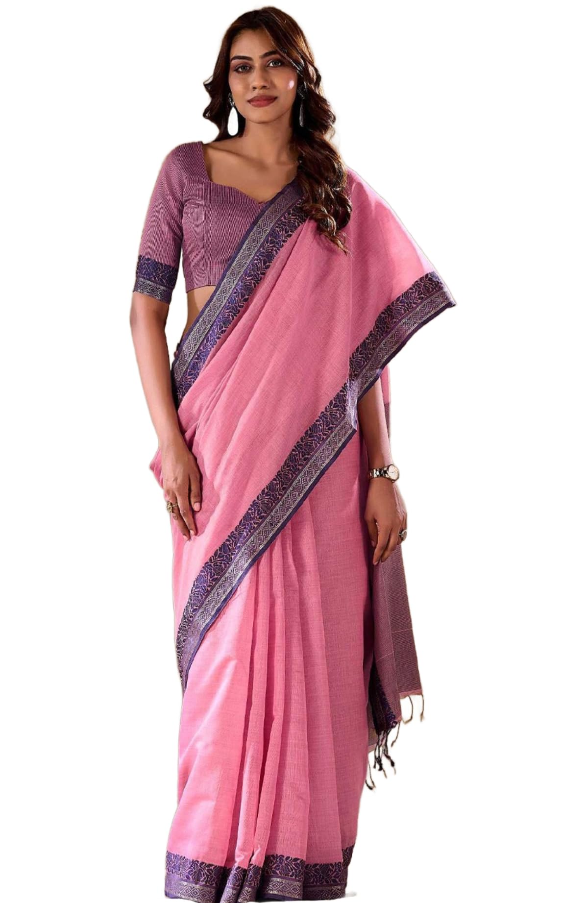 SWORNOF Women's Cotton silk saree for Patola festival Wedding silk with blouse piece