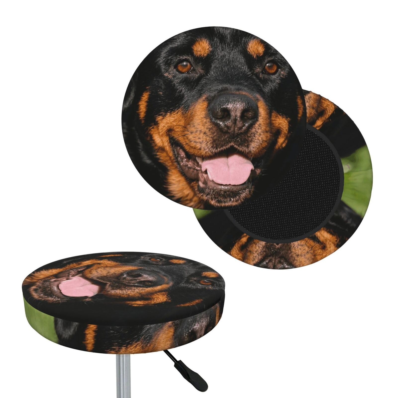 FekiLoot Rottweiler Round Bar Stool Covers Stretch Washable Bar Stool Covers Dustproof Slipcover Bar Chair Covers with Elastic Band for Bar Kitchen Living Room Decor 14 Inch