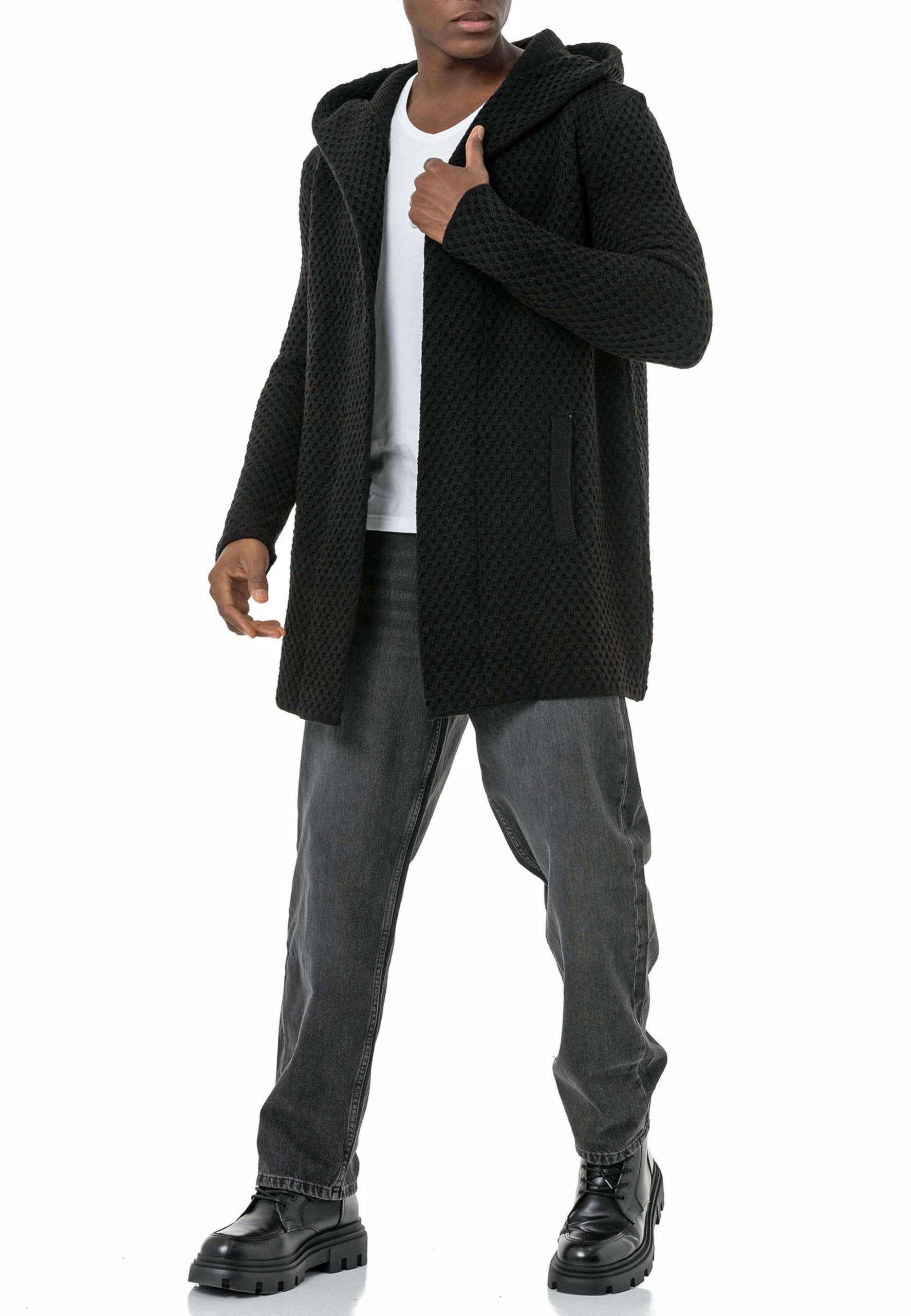 Red Bridge - Cardigan da uomo con cappuccio