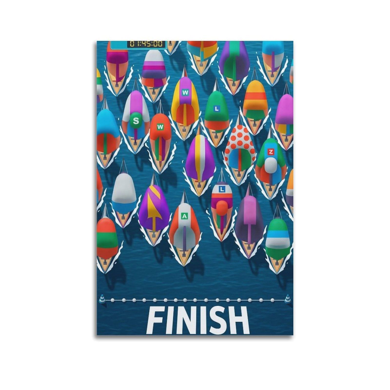 OLYHTR Sailing Race Poster Modern Decorative Canvas Prints - Ideal Wall Art for Family, Man Cave, Game Room, Boys & Girls Bedroom 24x36inch(60x90cm)