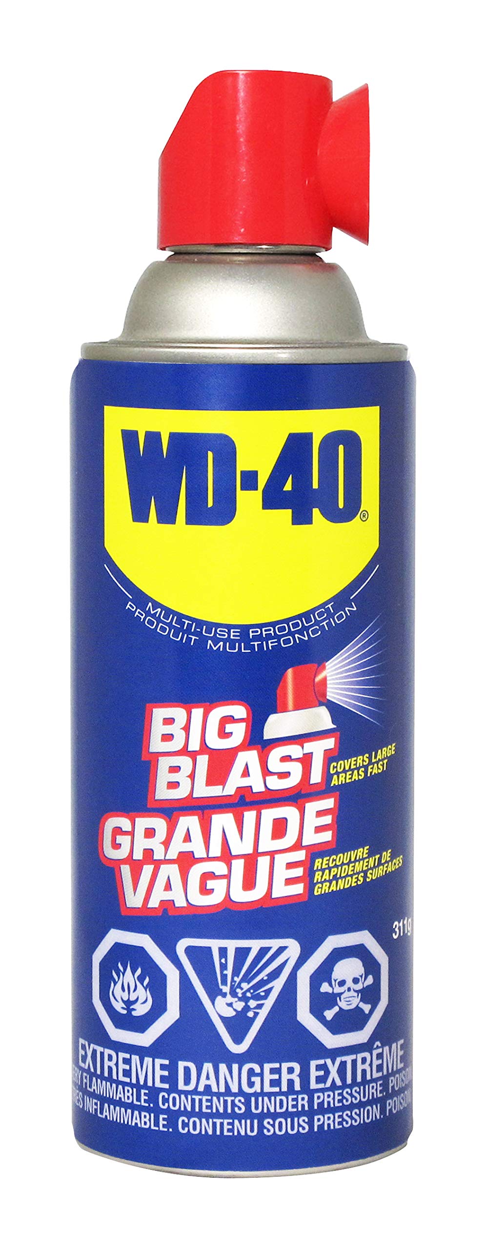 WD-40 Multi-Use Product 311g Can with Big Blast Spray - Drives Out Moisture, inhibits Rust, lubricates, removes Grease and Stickiness | 1032 | Single Can