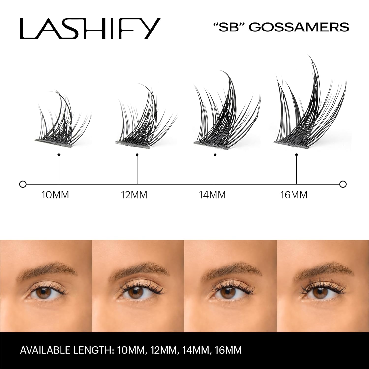 Lashify Star Burst 16mm Gossamer DIY Eyelash Extensions Refill, The Ultimate Multi-Length Multi Layered Lash, Black, Easy False Lashes