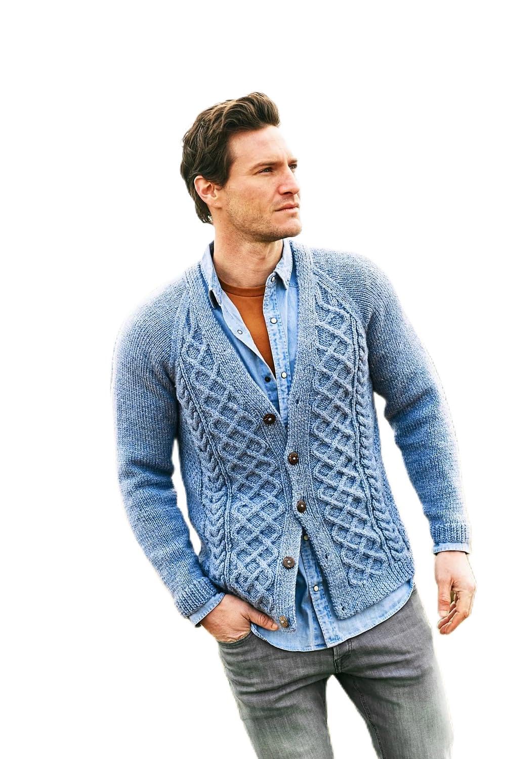 Stylecraft  Aran Mens Cardigans Pattern 9876 2 Designs