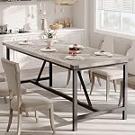 IDEALHOUSE Dining Table for 8 People, 71-inch Rectangular Wood Kitchen Table with Strong Metal Frame, Industrial Large Long Dining Room Table, for Big Family, Dining & Living Room, Retro Gray