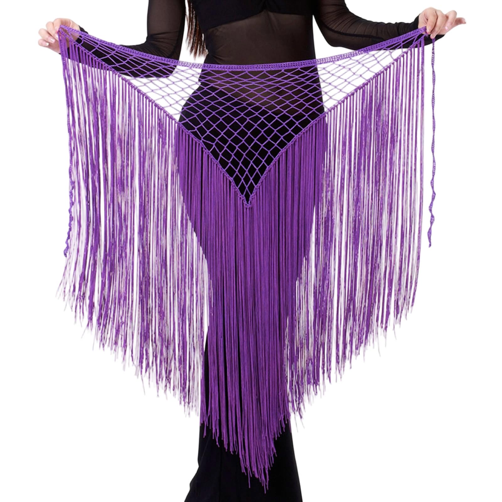 Maxtonser Women Belly Dance Hip Scarf,Hollowed Tassels Triangle Tribal Wrap Skirt Waist Chain Raves Festival Outfits for Women Gir