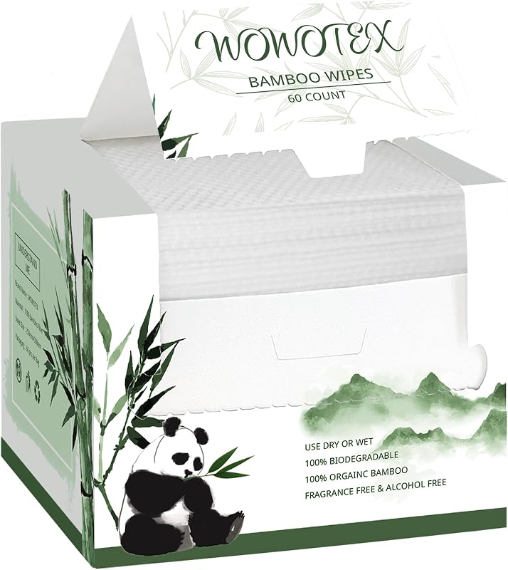 Toalhas faciais descartáveis WOWOTEX de rayon de bambu, brancas, 20,07 x 30,48 cm, Pacote com 240 unidades