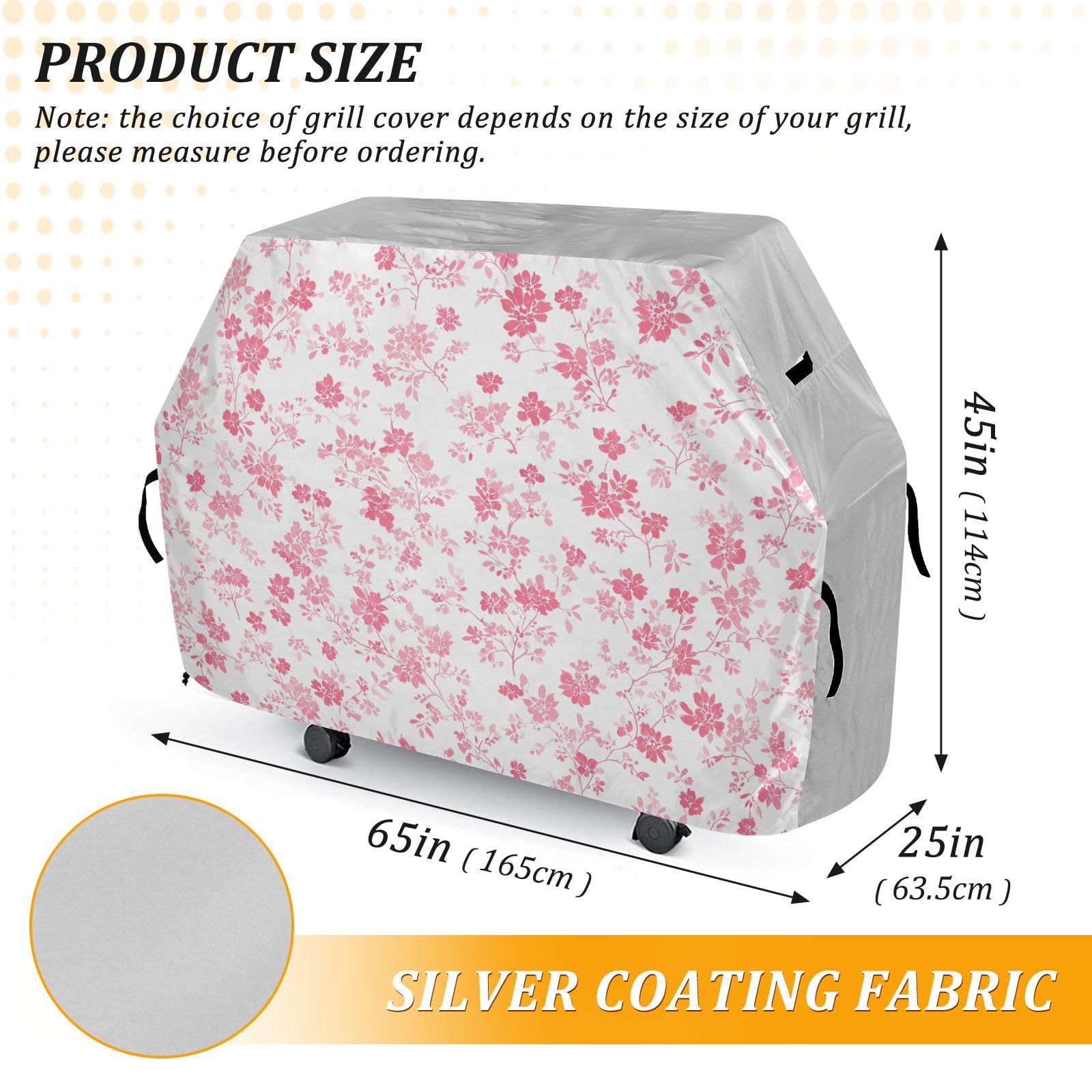 Copertura per barbecue con motivo floreale, impermeabile, resistente, per esterni, colore: rosa brillante
