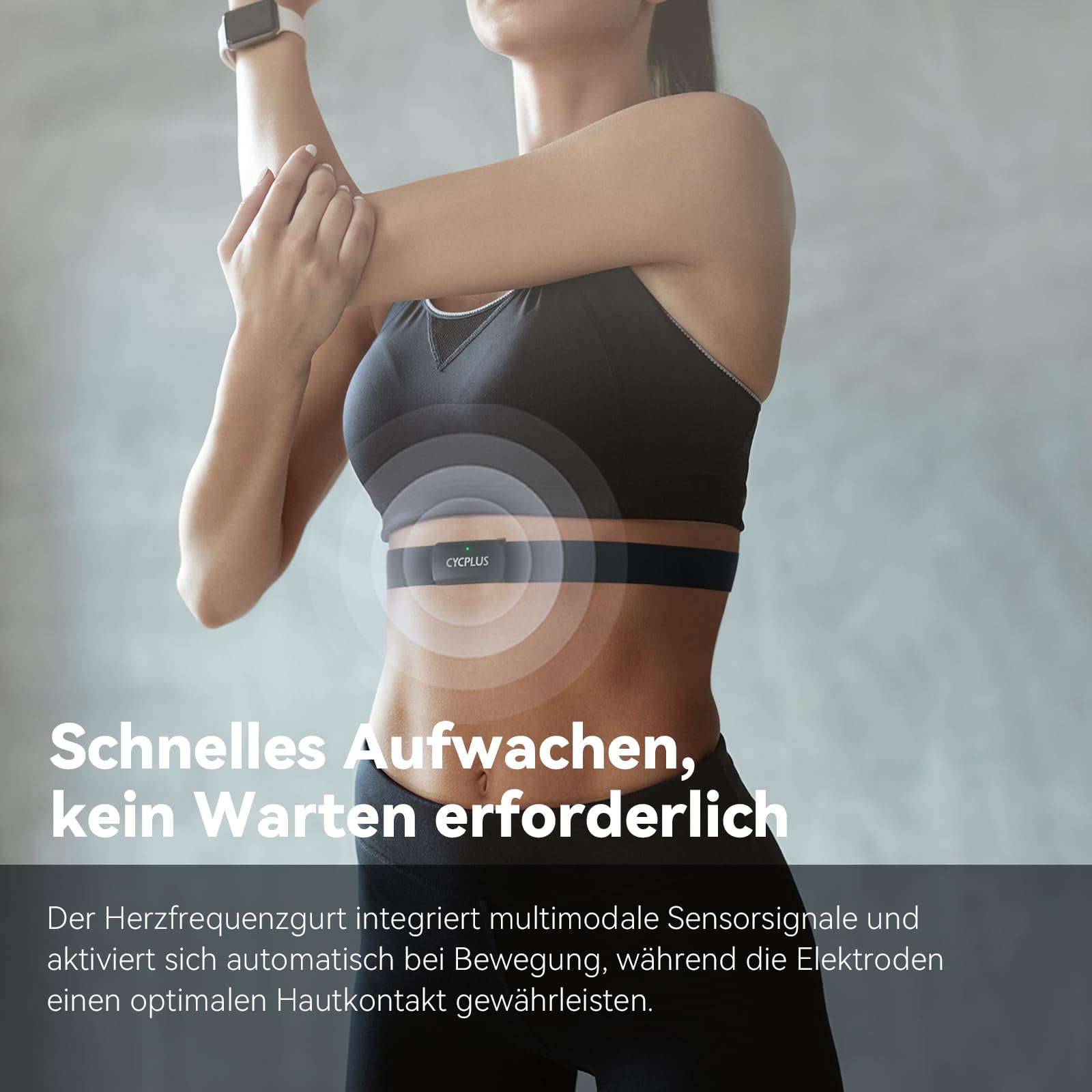 CYCPLUS H2Pro Brustgurt Herzfrequenzmesser Bluetooth ANT+ HR-Sensor 500h Batterielaufzeit IPX7 Wasserdicht Staubdicht