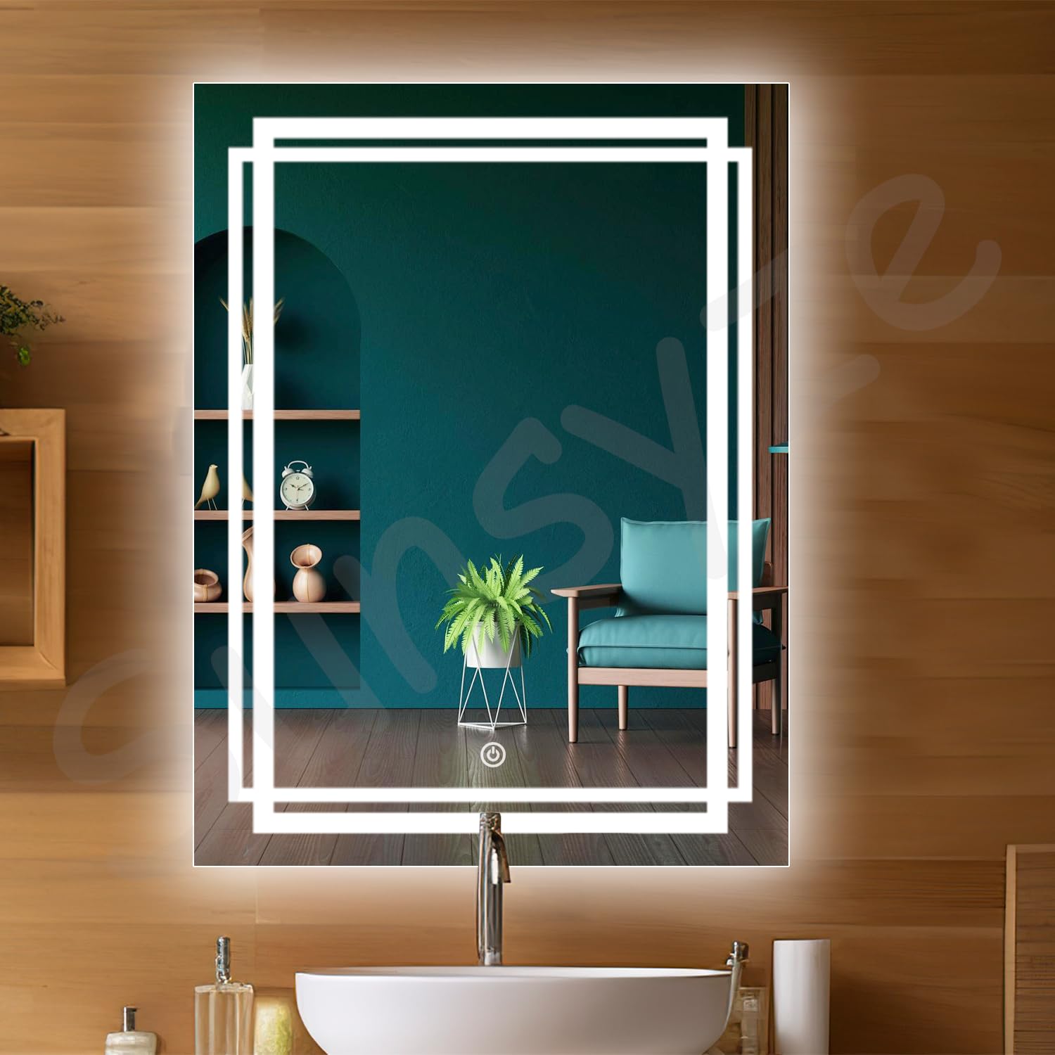 LED Mirror for Bathroom 24x30 Inch 3 Colour Lighting Effect Wall Mount Mirror with Light Touch Sensor Bathroom Mirror-image-41