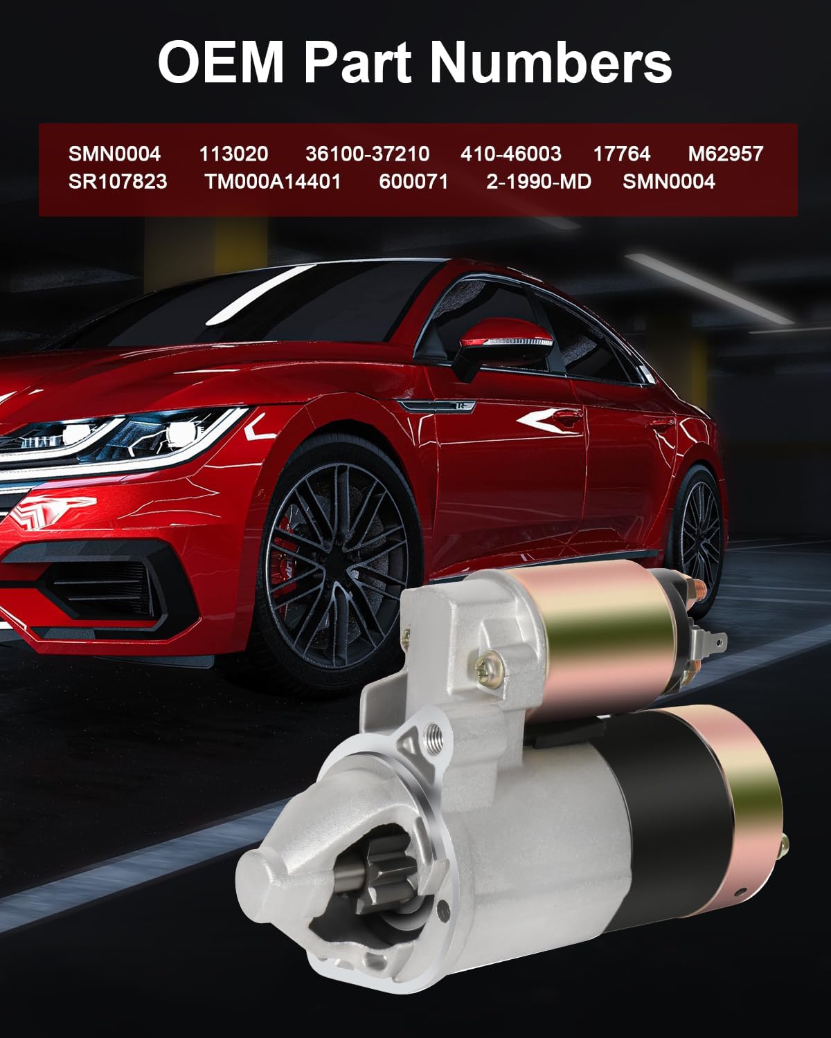 New Stater Compatible for Hyundai for Tiburon 2.7L 2003-2008 for Hyundai for Santa Fe 2.7L 2001-2006 for Hyundai for Santa Fe 3.5L 2003-2006 1.2kW/12 Volt GDSMOTU Starter Replace 113020 SMN0004