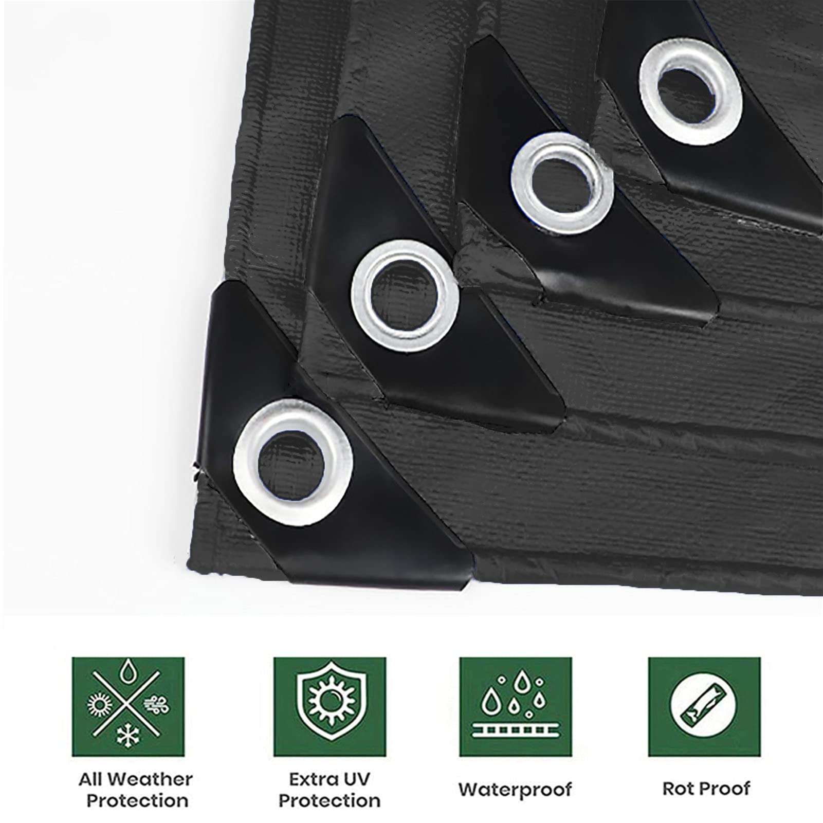 Bâche imperméable, bâche résistante 160GSM avec Oeillets, Couvre-Sol pour Meubles de Jardin, Camping, pêche, Jardinage et Animaux de Compagnie,Noir,6x6m/19.68x19.68ft